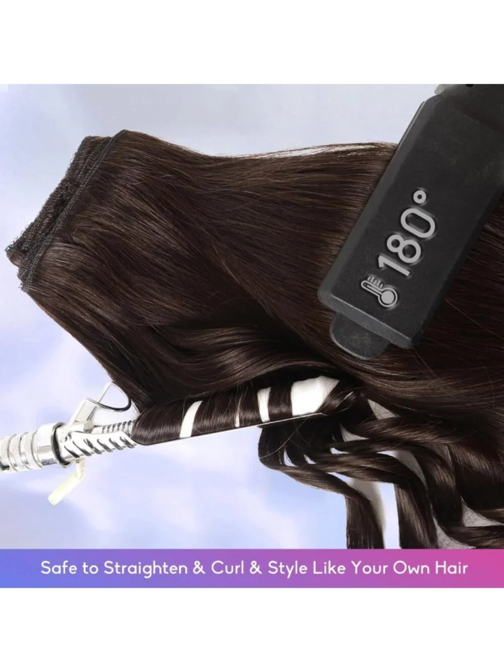 14-Inch Dark Brown Clip-In Hair Extensions - Real Human Hair, Double Weft, Thick